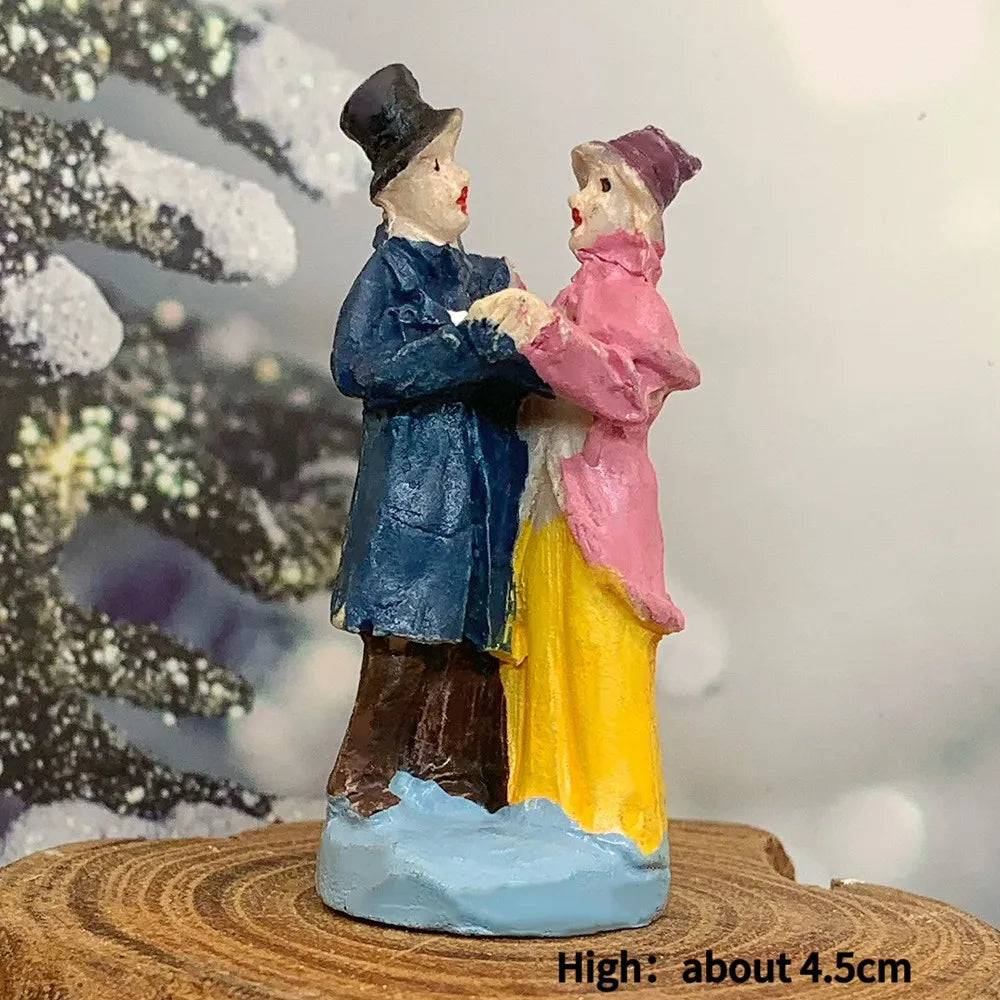 Victorian Christmas Carolers Miniature Figurines, Resin Xmas Village Scene Decor, Holiday Collectible Ornament Gift