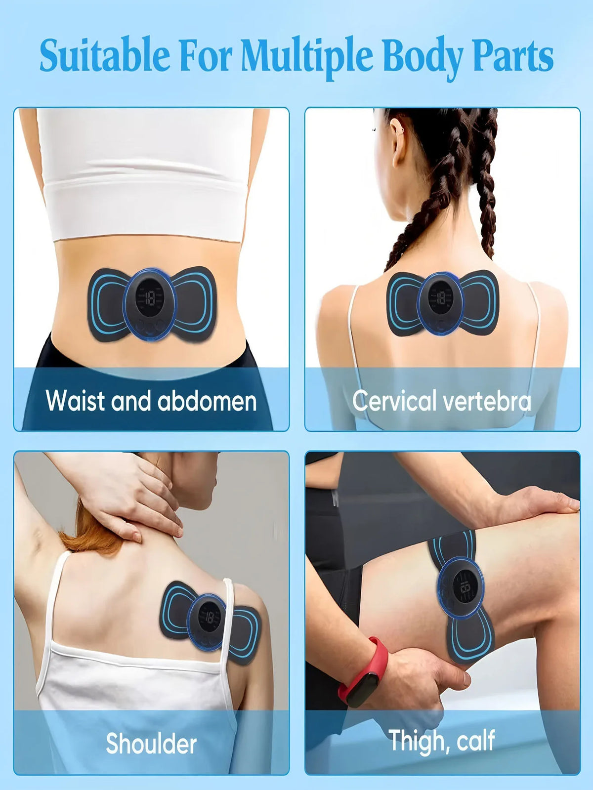2026 Electric EMS Neck Massager Mini Cervical Back Patch Stimulator Massageador Mat Portable Gel Pad Stickers Slim Rechargeable