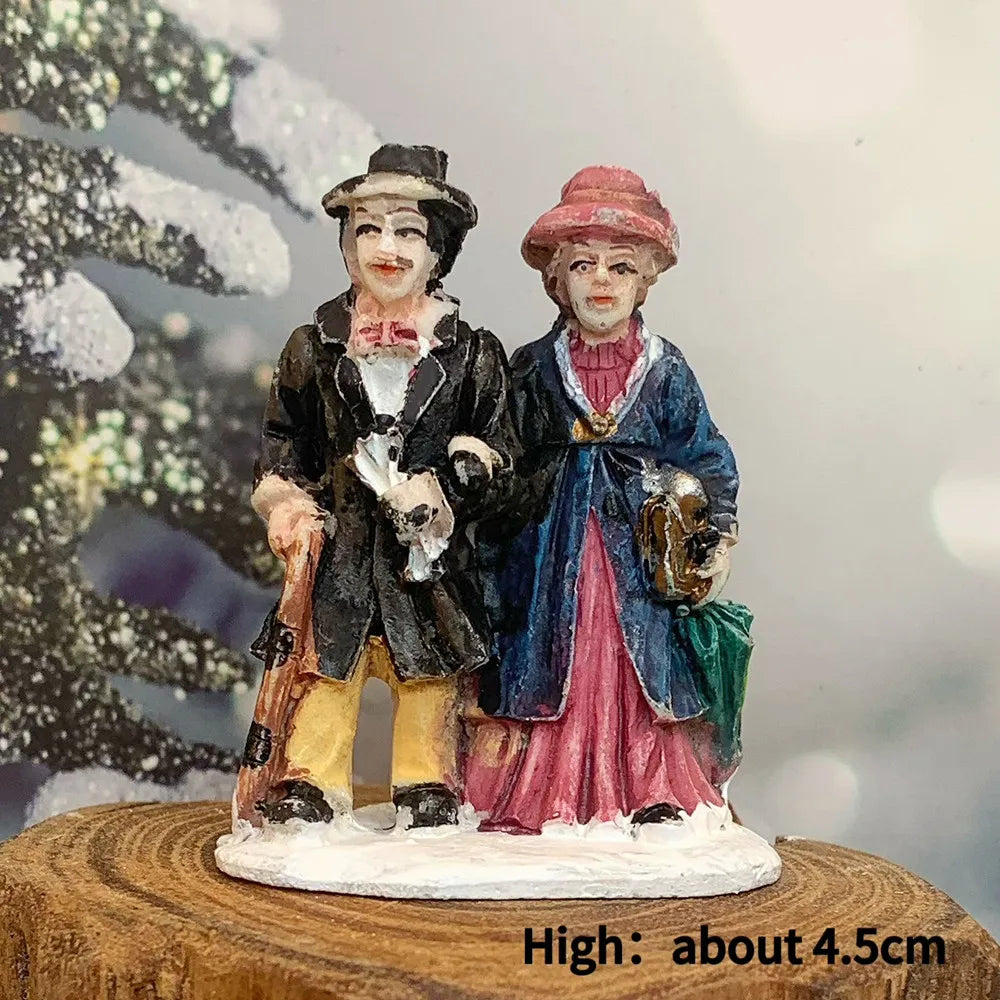 Victorian Christmas Carolers Miniature Figurines, Resin Xmas Village Scene Decor, Holiday Collectible Ornament Gift