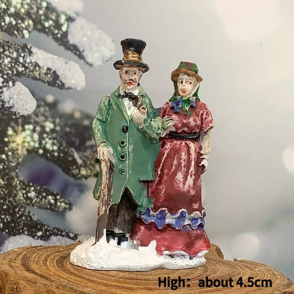 Victorian Christmas Carolers Miniature Figurines, Resin Xmas Village Scene Decor, Holiday Collectible Ornament Gift