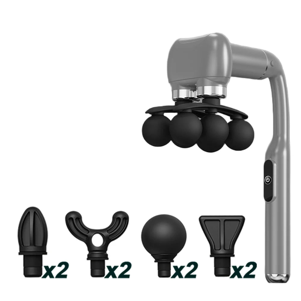 6-Heads Handhel Fascia Gun High Frequency Vibration Body Massage Gun Neck Shoulder Waist Back Handle Massager Fascia masajeador