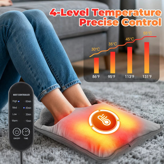 Electric Heating Foot Pad 4 Heat Levels Feet Warmer Household Soft Thermal Heating Blanket Foot Warming Mat Home Office Bedroom. /Almohadilla de Calefacción Eléctrica para Pies 4 Niveles de Calor Calentador de Pies Suave Ma