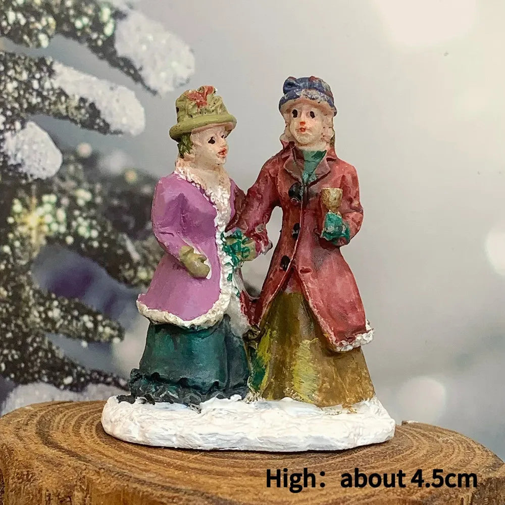 Victorian Christmas Carolers Miniature Figurines, Resin Xmas Village Scene Decor, Holiday Collectible Ornament Gift