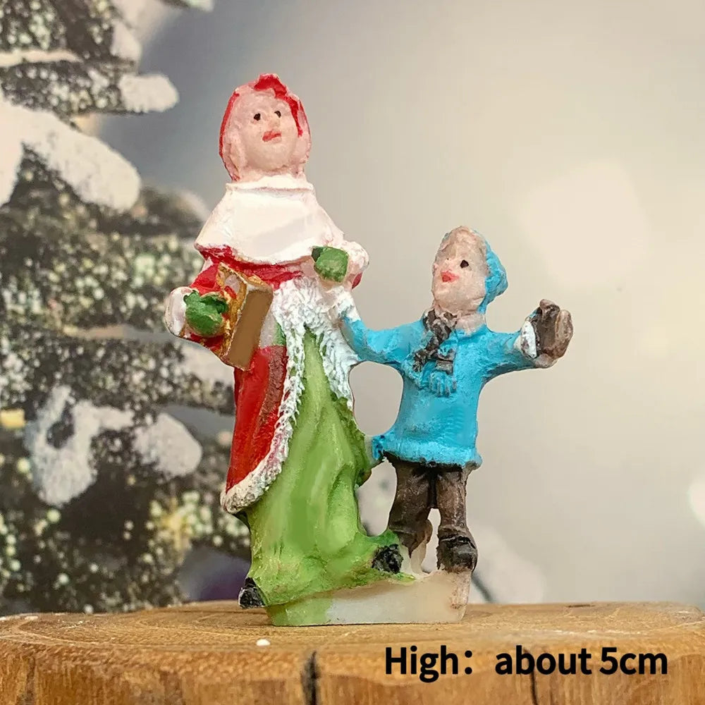 Victorian Christmas Carolers Miniature Figurines, Resin Xmas Village Scene Decor, Holiday Collectible Ornament Gift