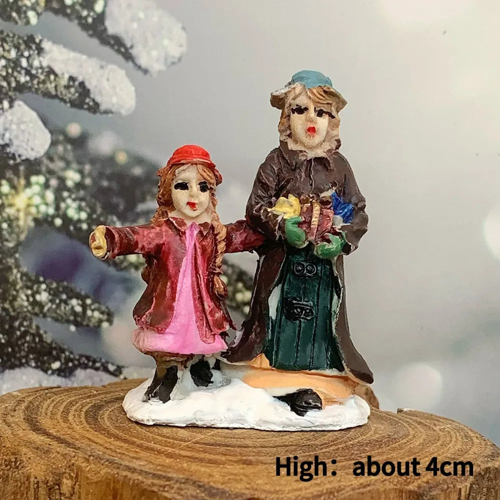 Victorian Christmas Carolers Miniature Figurines, Resin Xmas Village Scene Decor, Holiday Collectible Ornament Gift