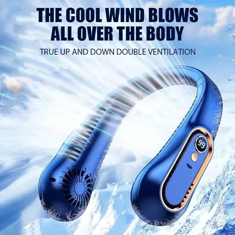 Hanging Neck Fan Digital Display Power Ventilador Bladeless Neckband Fan Portable Mini Air Cooler USB Rechargeable Electric Fans