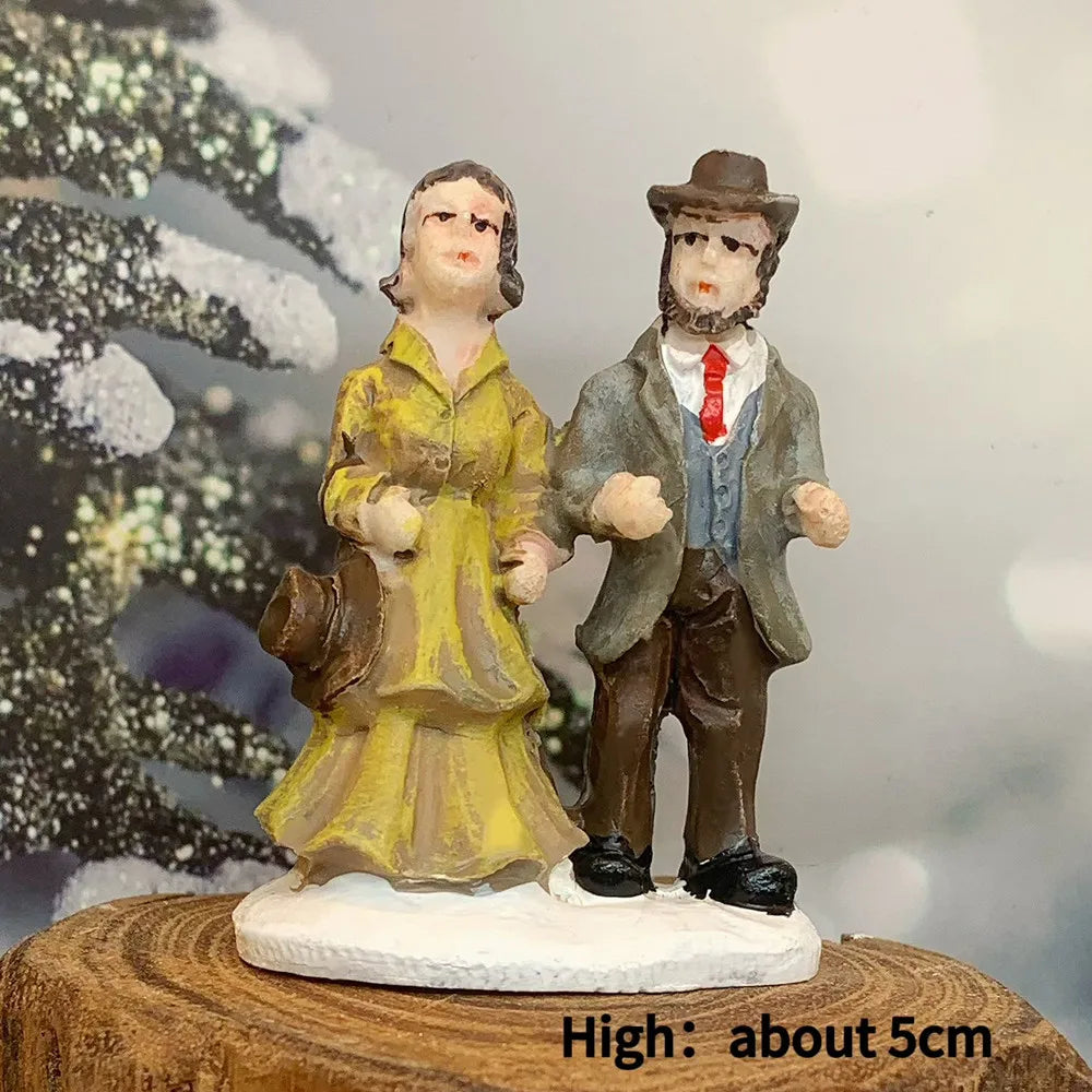Victorian Christmas Carolers Miniature Figurines, Resin Xmas Village Scene Decor, Holiday Collectible Ornament Gift