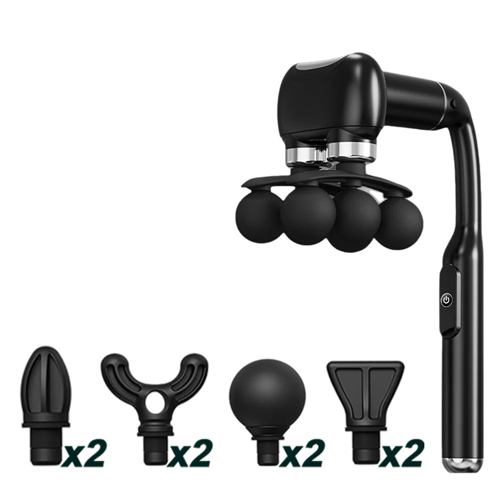 6-Heads Handhel Fascia Gun High Frequency Vibration Body Massage Gun Neck Shoulder Waist Back Handle Massager Fascia masajeador
