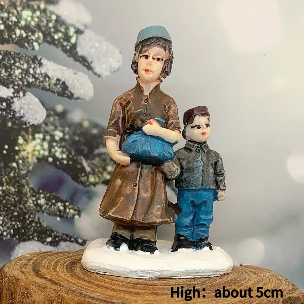 Victorian Christmas Carolers Miniature Figurines, Resin Xmas Village Scene Decor, Holiday Collectible Ornament Gift