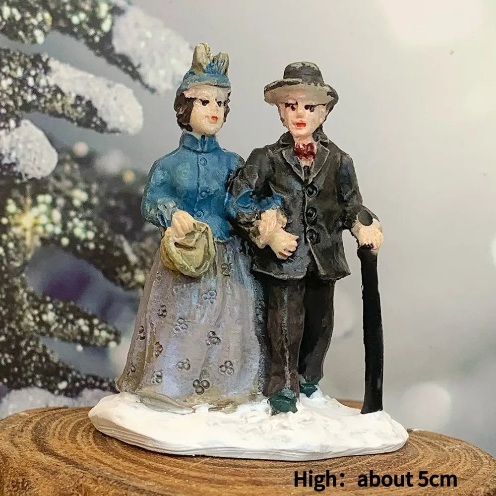 Victorian Christmas Carolers Miniature Figurines, Resin Xmas Village Scene Decor, Holiday Collectible Ornament Gift