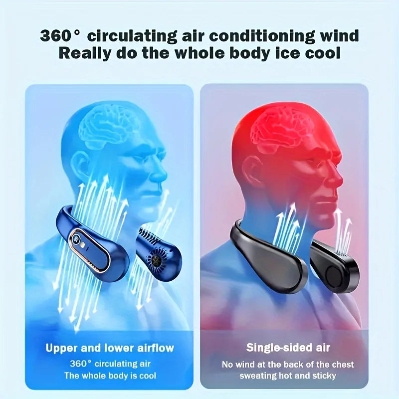 Hanging Neck Fan Digital Display Power Ventilador Bladeless Neckband Fan Portable Mini Air Cooler USB Rechargeable Electric Fans