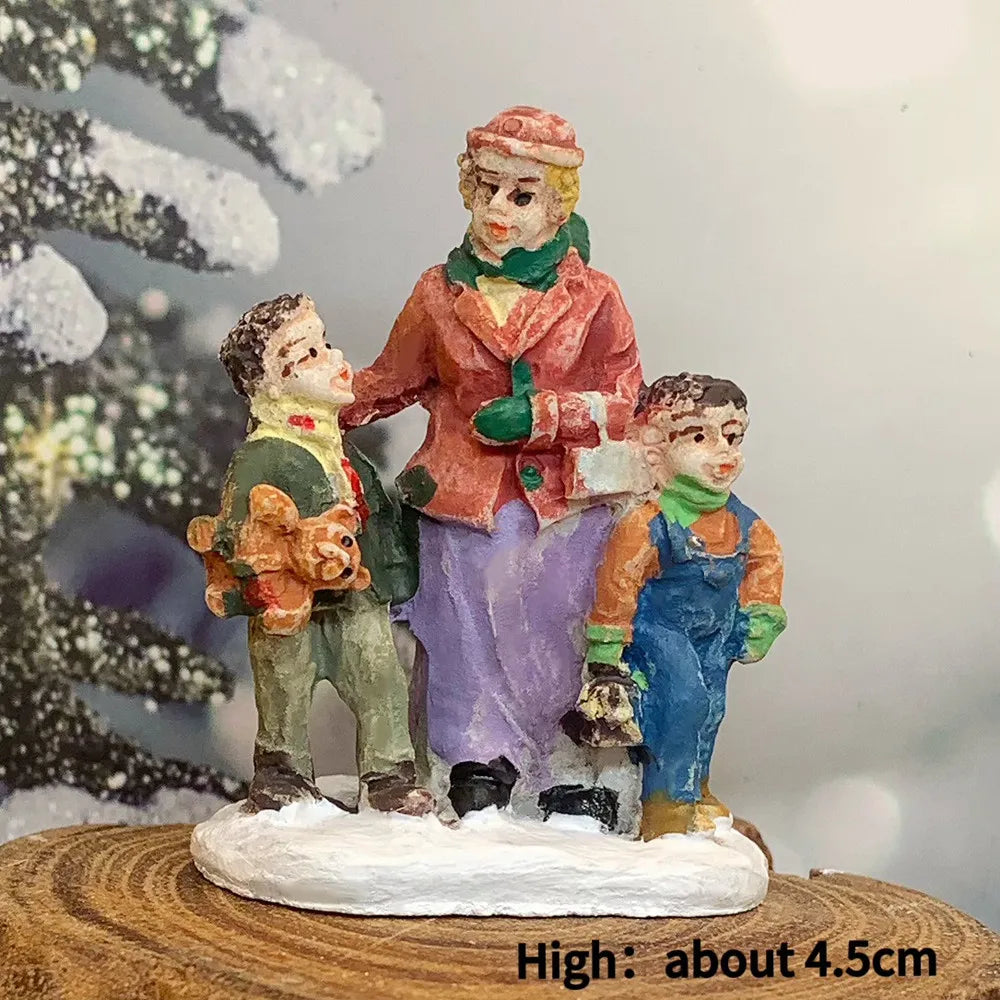 Victorian Christmas Carolers Miniature Figurines, Resin Xmas Village Scene Decor, Holiday Collectible Ornament Gift