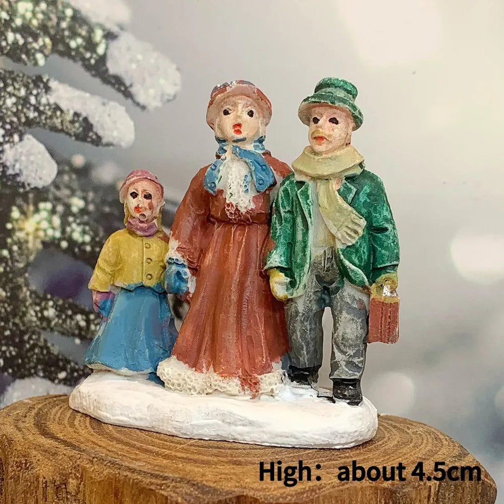 Victorian Christmas Carolers Miniature Figurines, Resin Xmas Village Scene Decor, Holiday Collectible Ornament Gift
