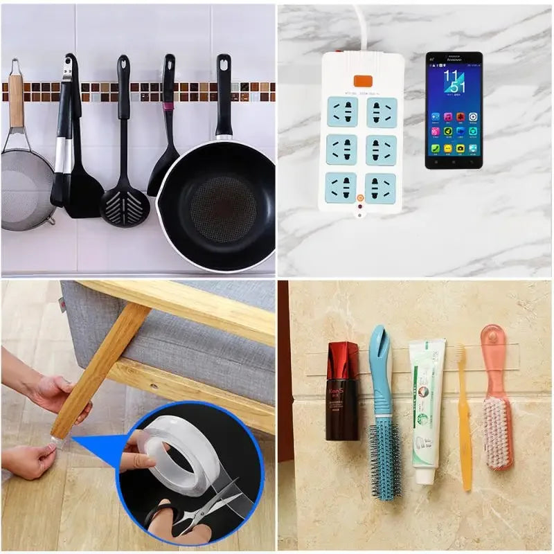 Nano Double Sided Adhesive Tape Extra Strong Glue Two Face Masking 15MM / Cinta doble cara ultra fuerte  15MM