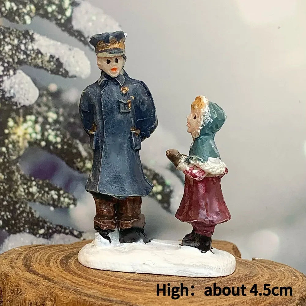 Victorian Christmas Carolers Miniature Figurines, Resin Xmas Village Scene Decor, Holiday Collectible Ornament Gift